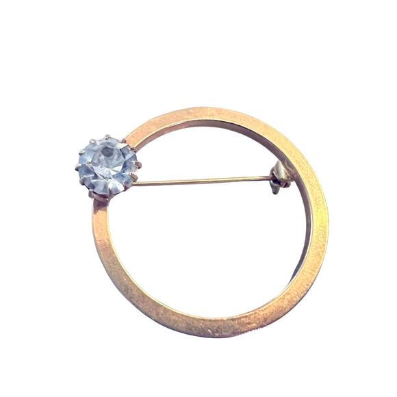 Gold Tone Circle Pin Brooch - Picture 1 of 6